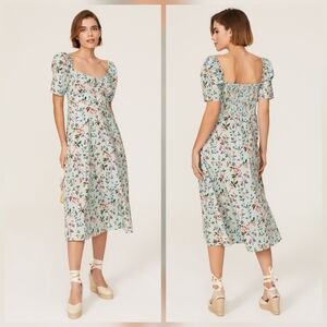 L.K. Bennett Floral Phelia Dress Sweetheart Neckline Short Sleeves Size 6